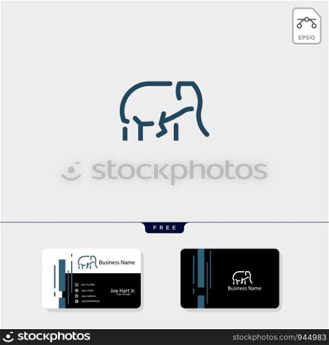 minimal elephant logo template with outline style, vector illustration get free business card template design