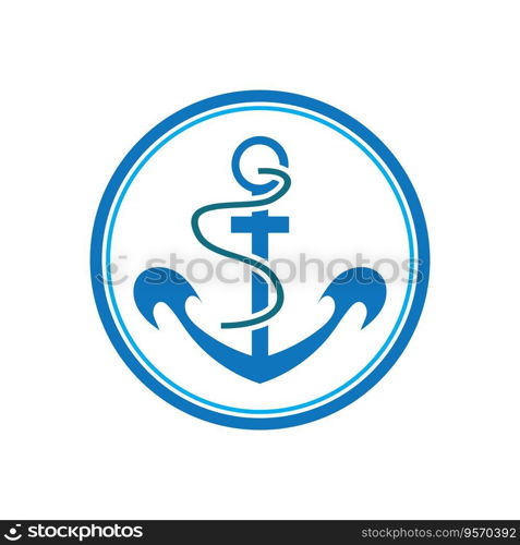 Minimal Emblem of Anchor Ship Logo, Vector Illustration Design of Across the Ocean