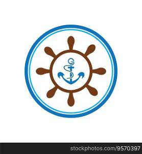 Minimal Emblem of Anchor Ship Logo, Vector Illustration Design of Across the Ocean
