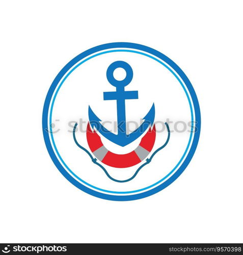 Minimal Emblem of Anchor Ship Logo, Vector Illustration Design of Across the Ocean