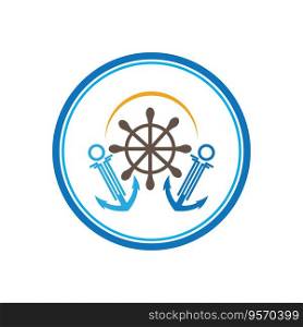 Minimal Emblem of Anchor Ship Logo, Vector Illustration Design of Across the Ocean