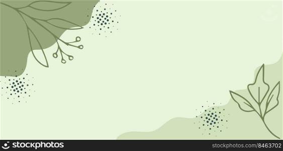 Minimal floral abstract long banner. Vector background with organic shapes and copy space for text