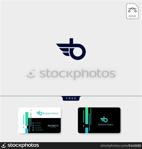 minimal initial B wings creative logo template vector illustration, get free business card design template