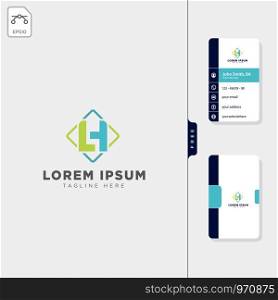 minimal LH initial logo template vector illustration free business card design template. minimal LH initial logo template vector illustration free business card design
