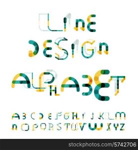 Minimal line segments design alphabet, font, typeface isolated on white.