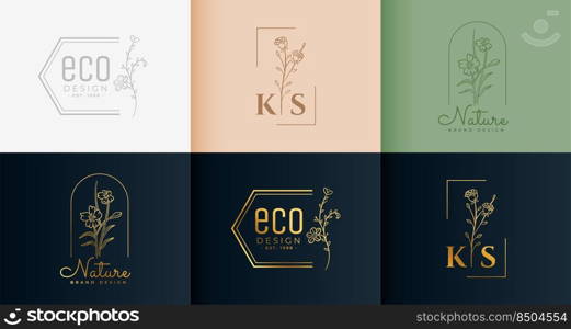 minimal logotype collection in floral style