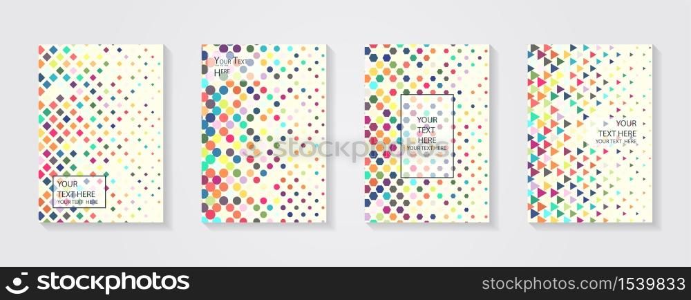 Minimal modern cover design. Dynamic colorful gradients. Future geometric patterns. Blue, pink, yellow, green, orange, purple placard poster template.