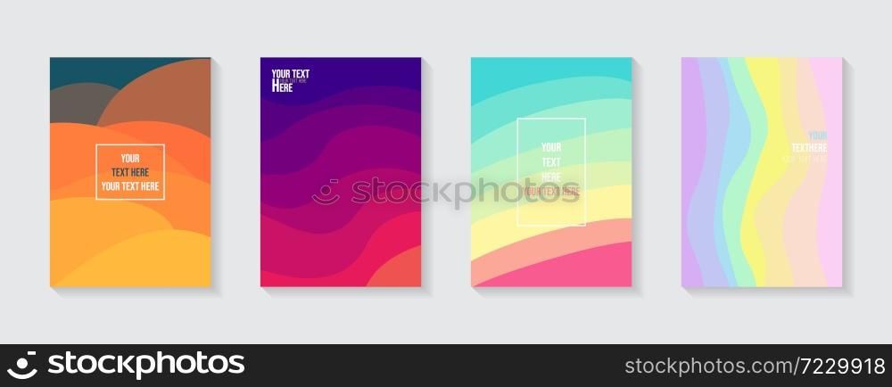 Minimal modern cover design. Dynamic colorful gradients. Future geometric patterns. Blue, pink, yellow, green, orange, purple placard poster template.