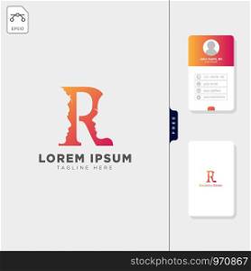 minimal R, man and woman face logo template vector illustration, free business card design template. minimal R, man and woman face logo template vector illustration, free business card design