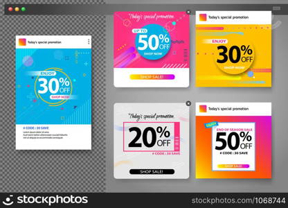 Minimal sales banner set for social media template design Square web banner promotion for online shopping, social media, mobile apps.