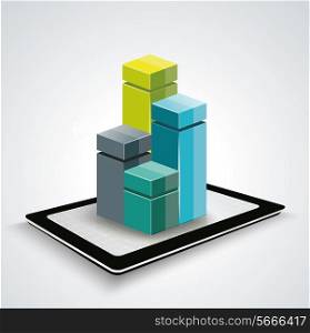 Minimal style infographic templat ewith Tablet PC. Can be used for diagram, numbered banners, percent columns.