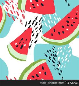 Minimal summer trendy vector tile seamless pattern in scandinavian style. Watermelon, abstract elements. Textile fabric swimwear graphic design for pring.. Minimal summer trendy vector tile seamless pattern in scandinavian style. Watermelon, abstract elements. Textile fabric swimwear graphic design .