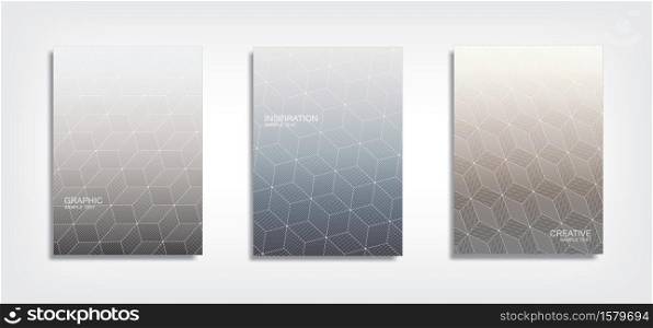 Minimal template design. Abstract geometric halftone gradients background. Vector illustration.