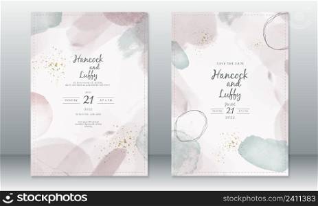 Minimal template wedding invitation card abstract background with watercolor painting