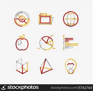 Minimal thin line design web icon set, universal logotypes
