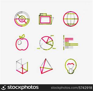 Minimal thin line design web icon set, universal logotypes