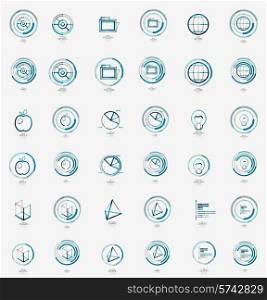 Minimal thin line design web icon set, universal logotypes, stampls and labels