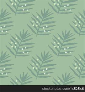 Minimal tropical fern leaves pattern. Palm leaf seamless. Exotic leaves endless backfrop. Jungle foliage wallpaper. Design for fabric, textile print, wrapping paper, cover. Vector illustration. Minimal tropical fern leaves pattern. Palm leaf seamless. Exotic leaves endless backfrop. Jungle foliage wallpaper.