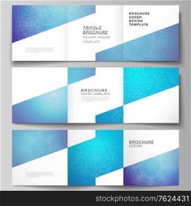 Minimal vector editable layout of square format covers design templates for trifold brochure, flyer, magazine. Big Data Visualization, geometric communication background with connected lines and dots. Minimal vector editable layout of square format covers design templates for trifold brochure, flyer, magazine. Big Data Visualization, geometric communication background with connected lines and dots.