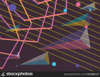 Minimal vector geometric cover. Abstract geometry graphic illustration. Colorful busy background.