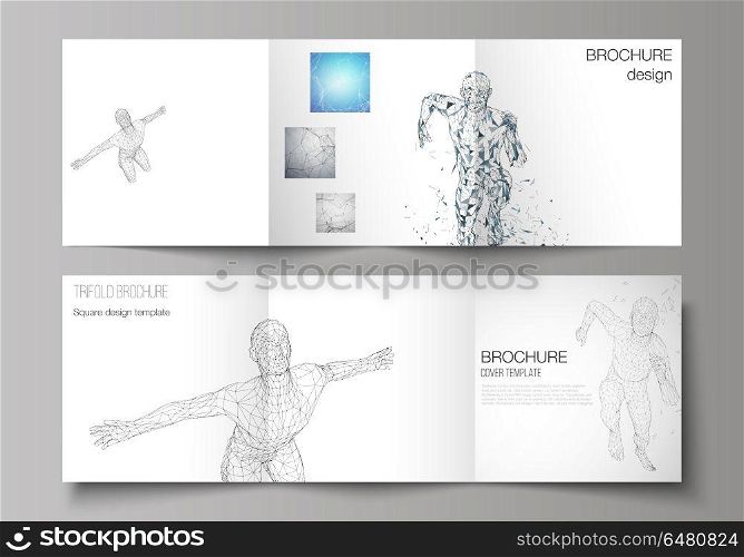 Minimal vector illustration of editable layout. Modern creative covers design templates for trifold square brochure or flyer. Artificial intelligence concept. Futuristic science vector illustration. Minimal vector illustration of editable layout. Modern creative covers design templates for trifold square brochure or flyer. Artificial intelligence concept. Futuristic science vector illustration.