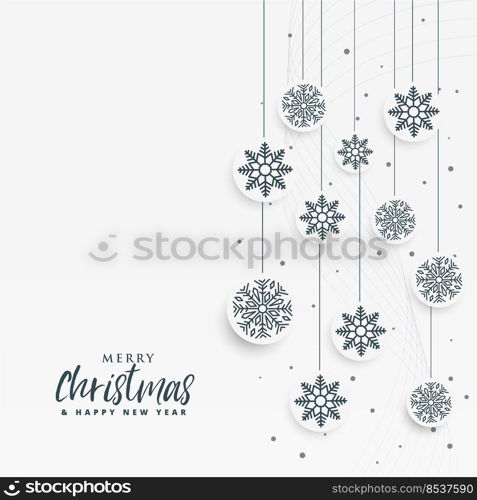 minimal white christmas background with snowflakes decoration