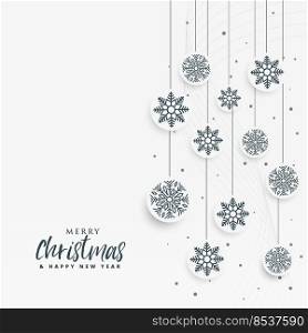 minimal white christmas background with snowflakes decoration