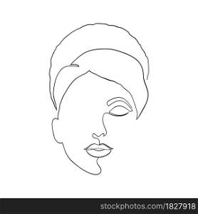Minimal woman face on white background.One line drawing style.