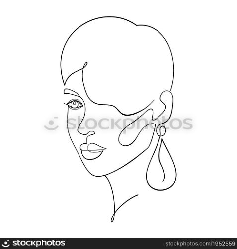 Minimal woman face on white background.One line drawing style.