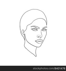 Minimal woman face on white background.One line drawing style.
