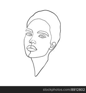 Minimal woman face on white background.One line drawing style. 