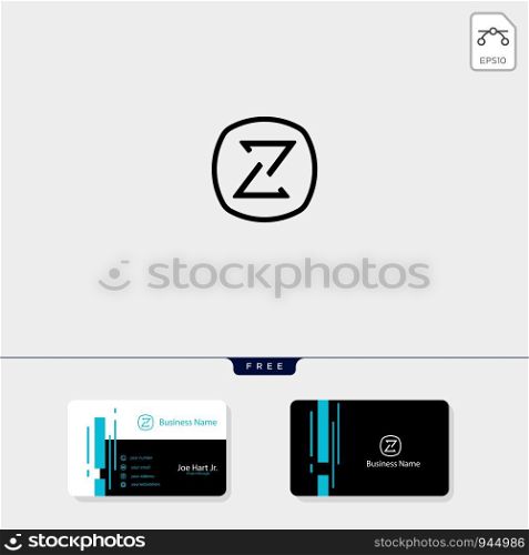 minimal Z initial logo template vector illustration, get free business card template design