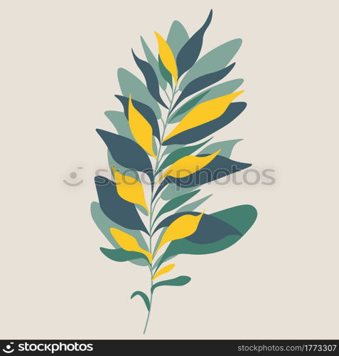 Minimalism botanical vector illustration as abstraction composition with leaves. ideal for art gallery. modern wall art poster. minimal interior design