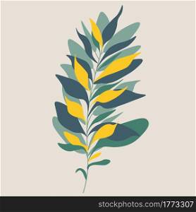 Minimalism botanical vector illustration as abstraction composition with leaves. ideal for art gallery. modern wall art poster. minimal interior design