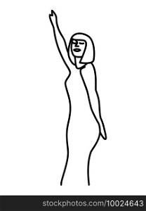 Minimalism hand drawn female vector portrait in modern abstract one line drawing graphic style. Decor print, wall art, creative design for social media.Trendy template portrait whit dance woman