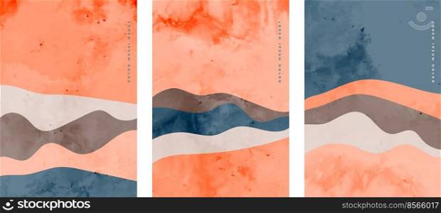 minimalist abstract flyers set with wavy shapes
