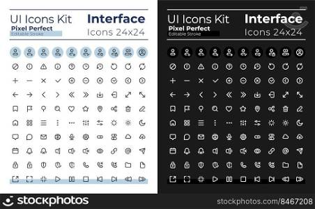 Minimalist and simple looking pixel perfect linear ui icons set for dark, light mode. Outline isolated user interface elements for night, day themes. Editable stroke. Montserrat Bold, Light fonts used. Minimalist and simple looking pixel perfect linear ui icons set for dark, light mode