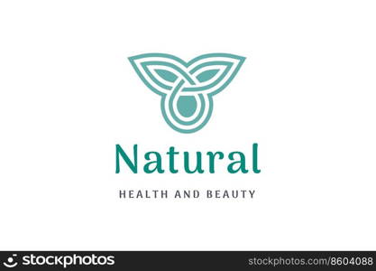 Minimalist Beauty Care logo with leaf and oil droplet shape