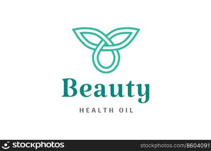 Minimalist Beauty Care logo with leaf and oil droplet shape