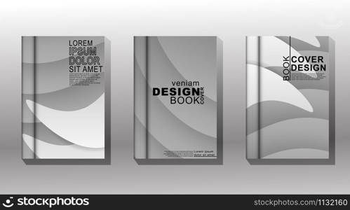 Minimalist book cover design with white, gray, and stacked waves. vector design