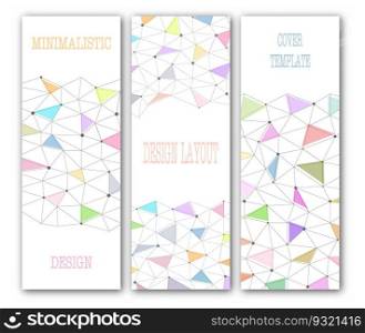 Minimalist design for the cover of a book, brochure, booklet or catalog with a grid of triangles. Poster, banner and creative interior template
