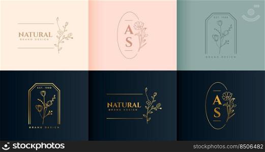 minimalist floral logo set in decorative style