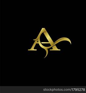 Minimalist Golden A Letter Logo, Luxury Alphabet Vector Design Style.