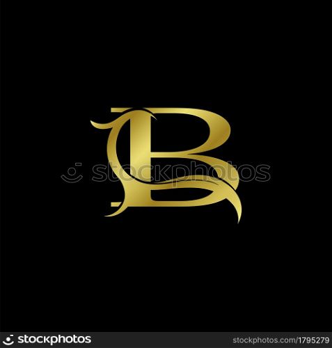 Minimalist Golden B Letter Logo, Luxury Alphabet Vector Design Style.