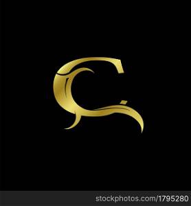 Minimalist Golden C Letter Logo, Luxury Alphabet Vector Design Style.