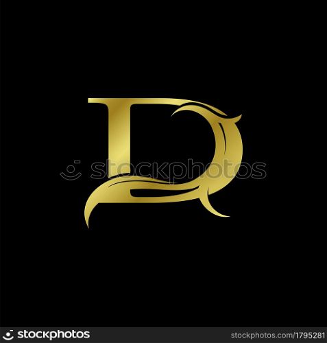 Minimalist Golden D Letter Logo, Luxury Alphabet Vector Design Style.