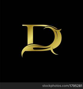 Minimalist Golden D Letter Logo, Luxury Alphabet Vector Design Style.