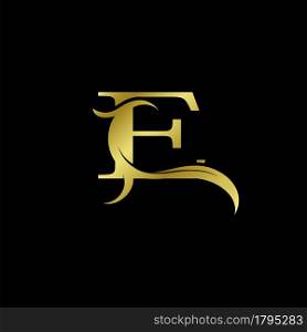 Minimalist Golden E Letter Logo, Luxury Alphabet Vector Design Style.