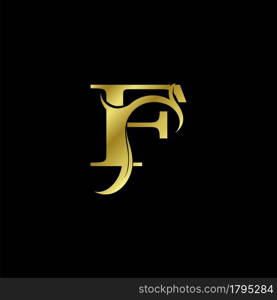 Minimalist Golden F Letter Logo, Luxury Alphabet Vector Design Style.