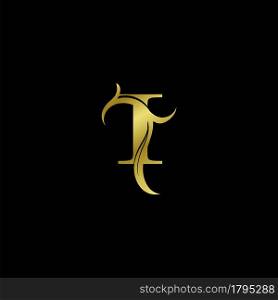 Minimalist Golden I Letter Logo, Luxury Alphabet Vector Design Style.